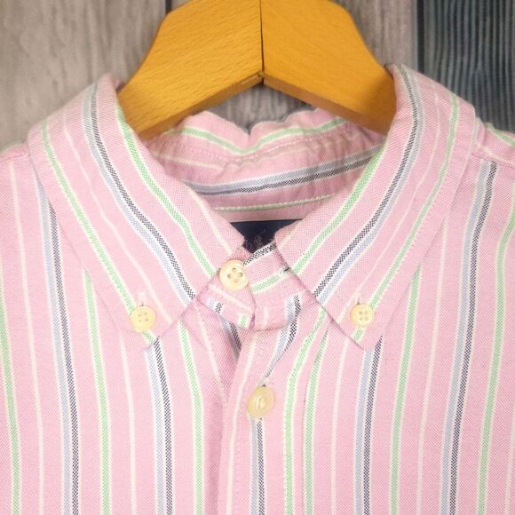 Ralph Lauren Pink Striped Long Sleeve Button Down Shirt Size L 14/16 - Picture 4 of 7